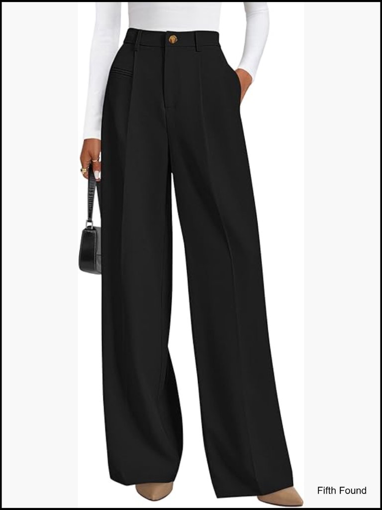 Women's Wide Leg Dress Pants High Waisted Business Casual Flowy Palazzo Trousers